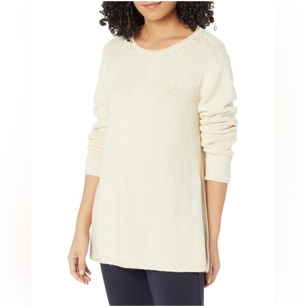Eileen Fisher Ballet Neck Knit Pullover Sweater Alpaca Blend in Cream Size XL
